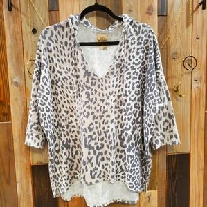 Chaser dolman hoodie leopard print